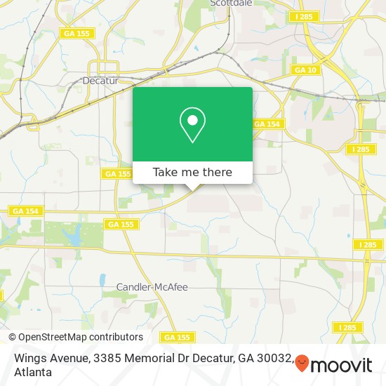 Mapa de Wings Avenue, 3385 Memorial Dr Decatur, GA 30032