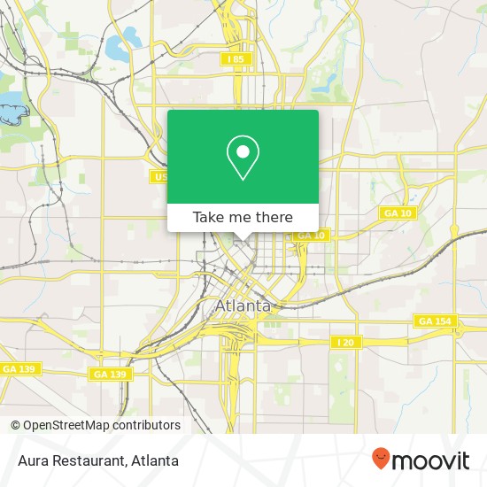 Mapa de Aura Restaurant, 160 Spring St Atlanta, GA 30303