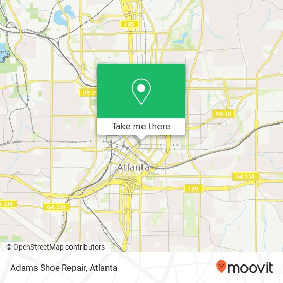 Mapa de Adams Shoe Repair, 67 Park Pl NE Atlanta, GA 30303