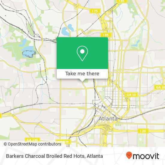 Mapa de Barkers Charcoal Broiled Red Hots, 440 Northside Dr NW Atlanta, GA 30318