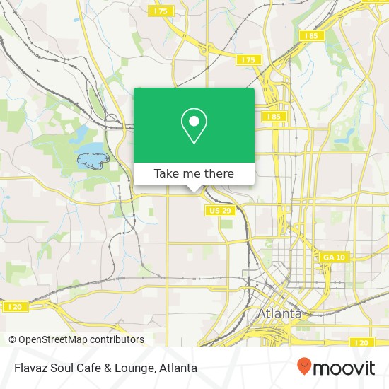 Mapa de Flavaz Soul Cafe & Lounge, 725 Donald Lee Hollowell Pkwy NW Atlanta, GA 30318