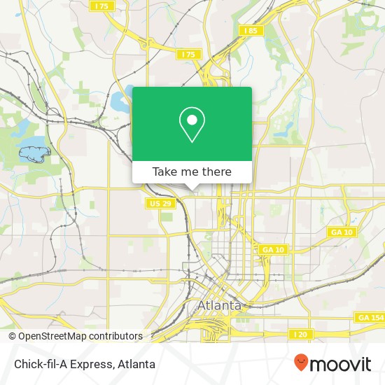 Mapa de Chick-fil-A Express, 350 Ferst Dr NW Atlanta, GA 30313