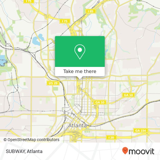 Mapa de SUBWAY, 619 Spring St NW Atlanta, GA 30308