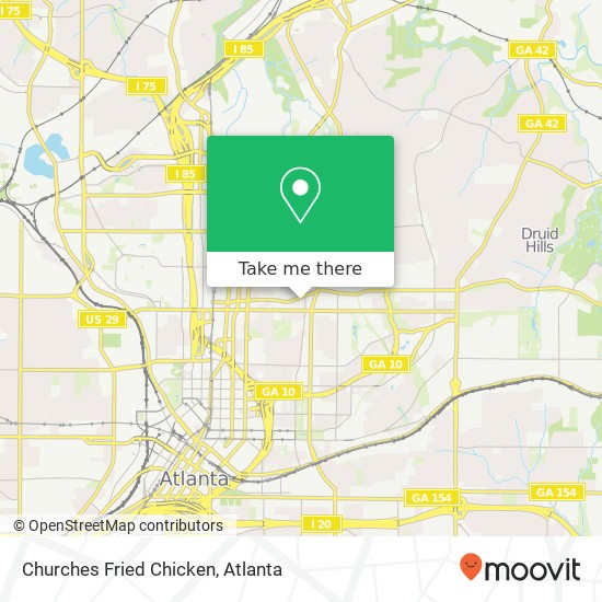 Churches Fried Chicken, 425 Ponce de Leon Ave NE Atlanta, GA 30308 map