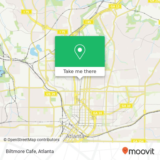 Mapa de Biltmore Cafe, 817 W Peachtree St NW Atlanta, GA 30308