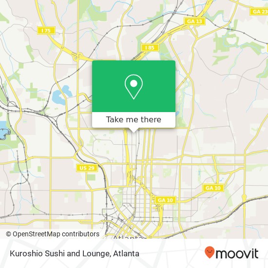 Mapa de Kuroshio Sushi and Lounge, 950 W Peachtree St NW Atlanta, GA 30309