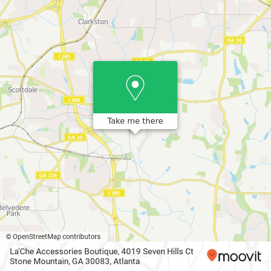 Mapa de La'Che Accessories Boutique, 4019 Seven Hills Ct Stone Mountain, GA 30083