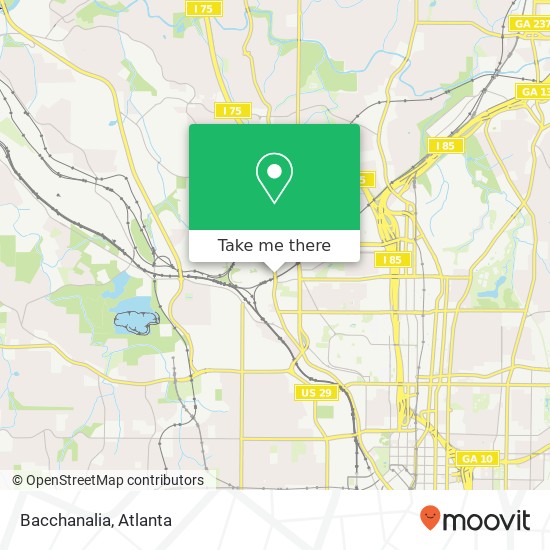 Mapa de Bacchanalia, 1198 Howell Mill Rd NW Atlanta, GA 30318