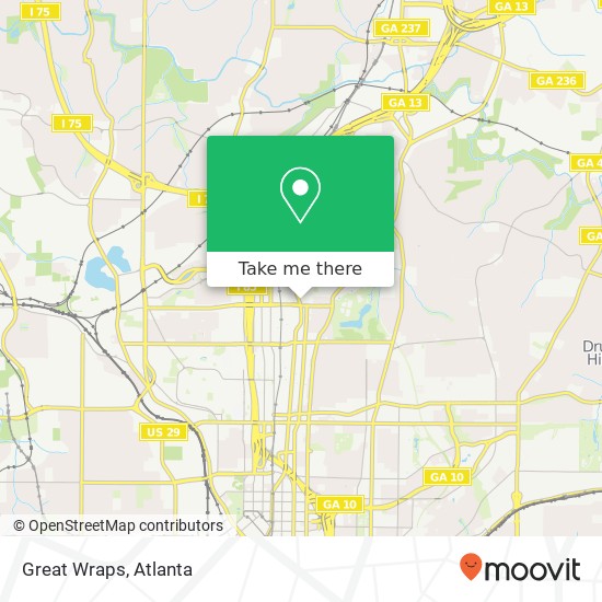 Mapa de Great Wraps, 1197 Peachtree St NE Atlanta, GA 30361