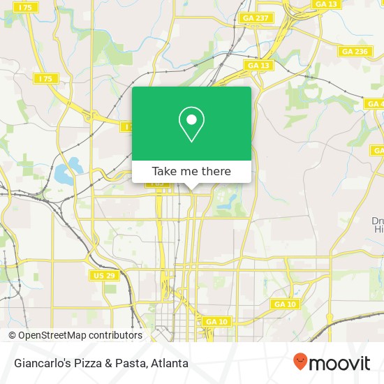 Mapa de Giancarlo's Pizza & Pasta, 1197 Peachtree St NE Atlanta, GA 30361