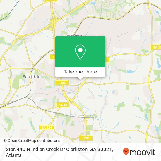 Mapa de Star, 440 N Indian Creek Dr Clarkston, GA 30021