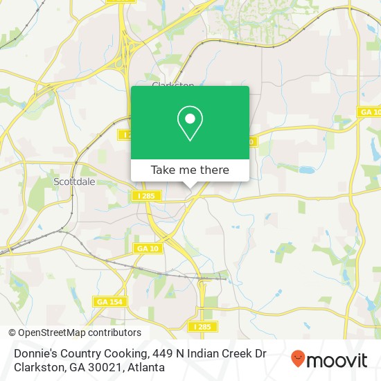Mapa de Donnie's Country Cooking, 449 N Indian Creek Dr Clarkston, GA 30021