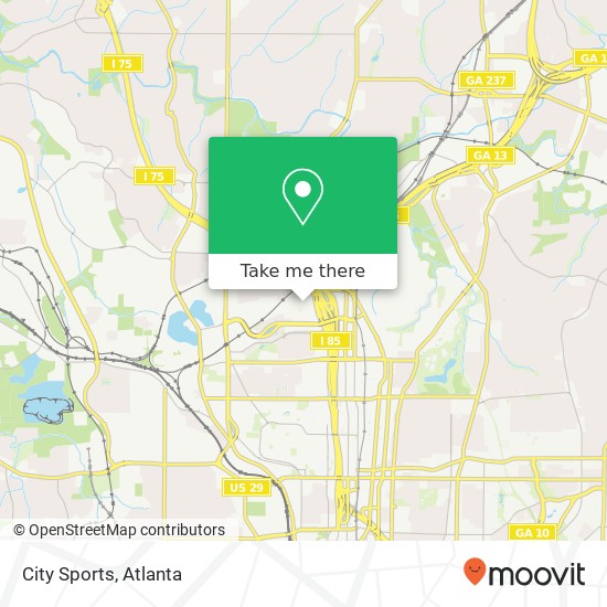 Mapa de City Sports, 261 19th St NW Atlanta, GA 30363
