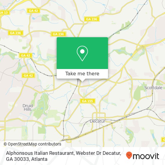 Mapa de Alphonsous Italian Restaurant, Webster Dr Decatur, GA 30033