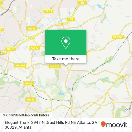 Mapa de Elegant Trunk, 2943 N Druid Hills Rd NE Atlanta, GA 30329