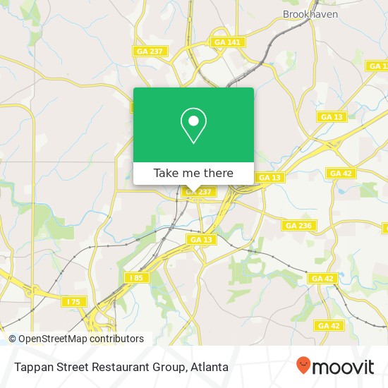 Mapa de Tappan Street Restaurant Group, 573 Main St NE Atlanta, GA 30324