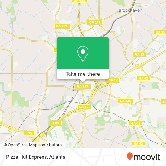 Mapa de Pizza Hut Express, 2539 Piedmont Rd NE Atlanta, GA 30324