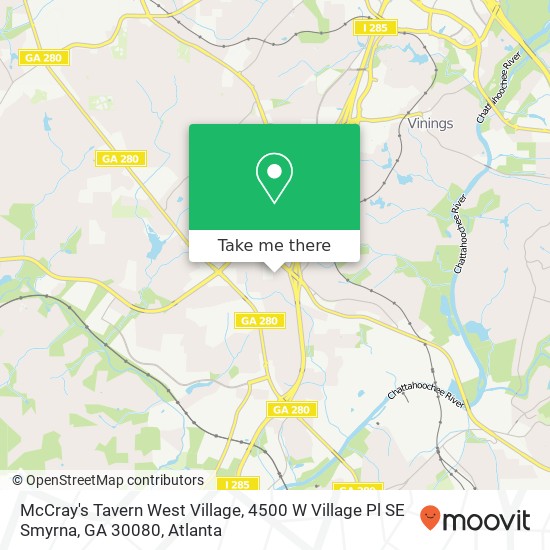 Mapa de McCray's Tavern West Village, 4500 W Village Pl SE Smyrna, GA 30080