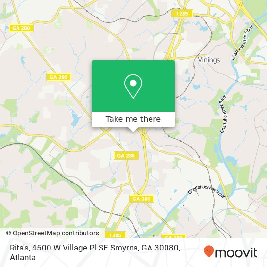 Mapa de Rita's, 4500 W Village Pl SE Smyrna, GA 30080