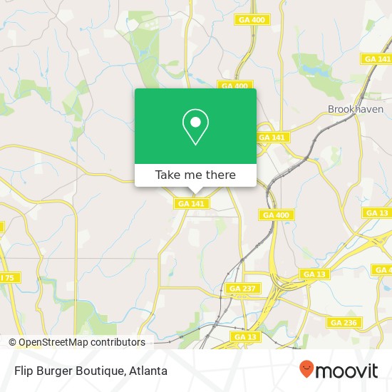 Mapa de Flip Burger Boutique, 3155 Roswell Rd NE Atlanta, GA 30305