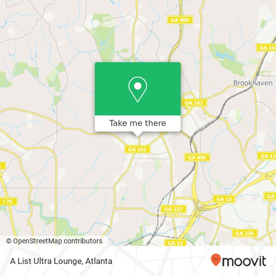 Mapa de A List Ultra Lounge, 3226 Roswell Rd NW Atlanta, GA 30305