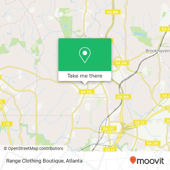 Mapa de Range Clothing Boutique, 3231 Cains Hill Pl NW Atlanta, GA 30305