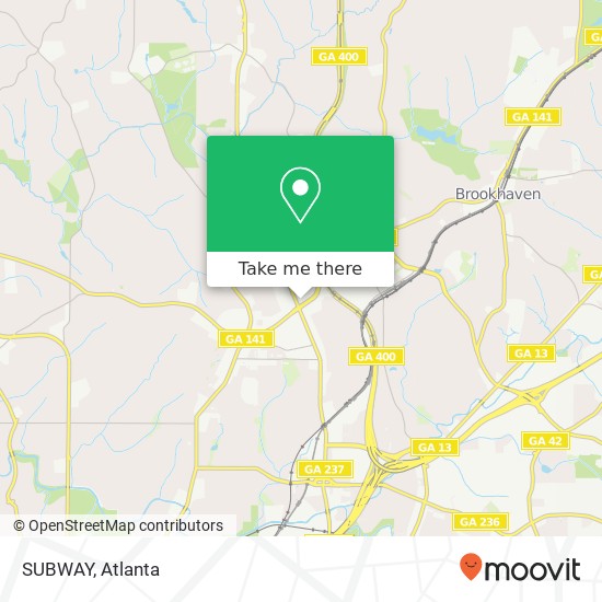 SUBWAY, 3280 Peachtree Rd NE Atlanta, GA 30305 map