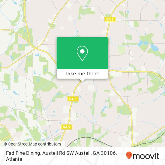 Mapa de Fad Fine Dining, Austell Rd SW Austell, GA 30106