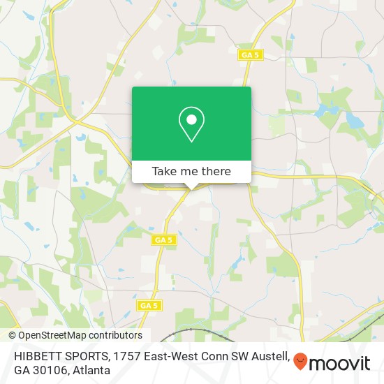 Mapa de HIBBETT SPORTS, 1757 East-West Conn SW Austell, GA 30106