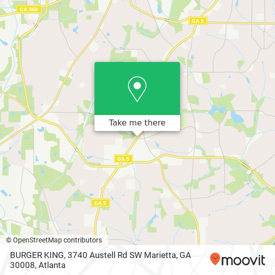 Mapa de BURGER KING, 3740 Austell Rd SW Marietta, GA 30008
