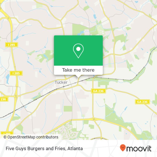 Mapa de Five Guys Burgers and Fries, 4306 Lawrenceville Hwy Tucker, GA 30084