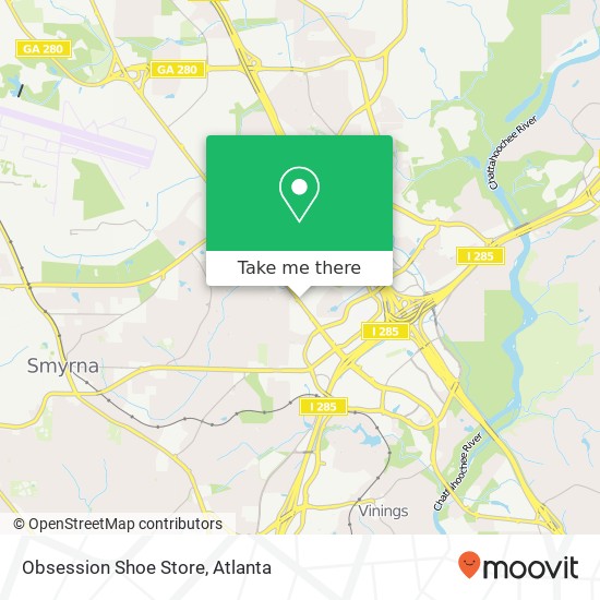 Mapa de Obsession Shoe Store, 2427 Cobb Pkwy SE Smyrna, GA 30080