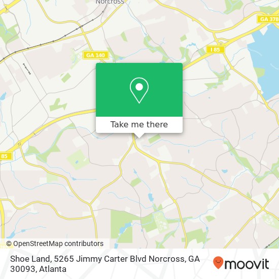 Mapa de Shoe Land, 5265 Jimmy Carter Blvd Norcross, GA 30093