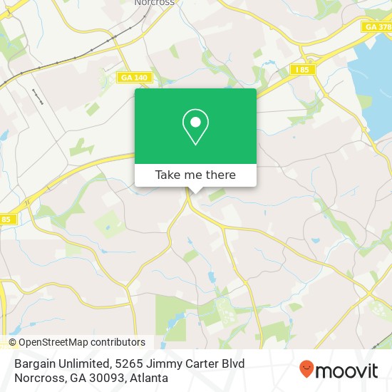 Mapa de Bargain Unlimited, 5265 Jimmy Carter Blvd Norcross, GA 30093