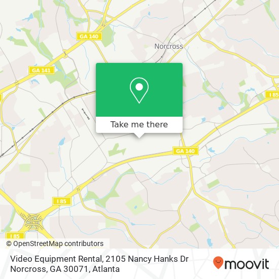 Mapa de Video Equipment Rental, 2105 Nancy Hanks Dr Norcross, GA 30071