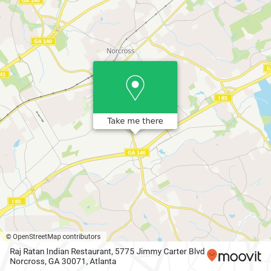 Mapa de Raj Ratan Indian Restaurant, 5775 Jimmy Carter Blvd Norcross, GA 30071