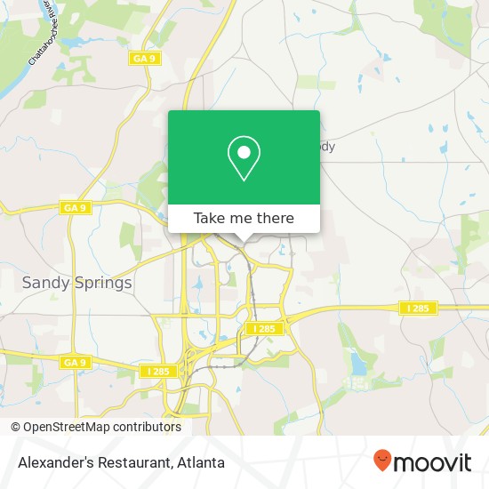Mapa de Alexander's Restaurant, 1030 Crown Pointe Pkwy Dunwoody, GA 30338