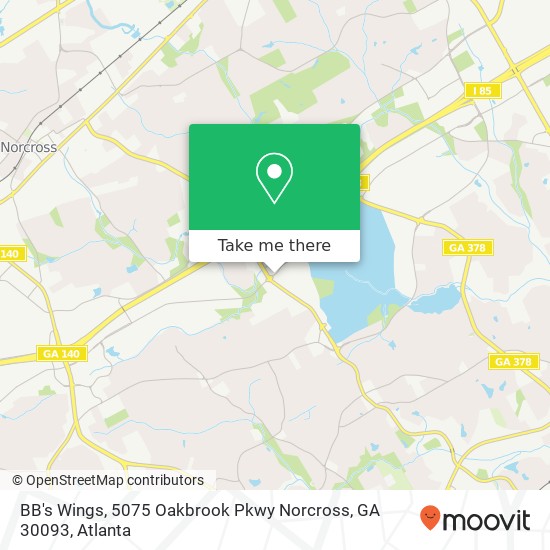 Mapa de BB's Wings, 5075 Oakbrook Pkwy Norcross, GA 30093