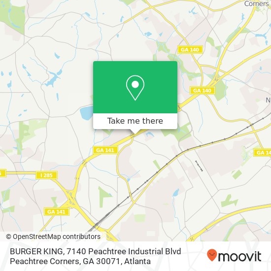 Mapa de BURGER KING, 7140 Peachtree Industrial Blvd Peachtree Corners, GA 30071