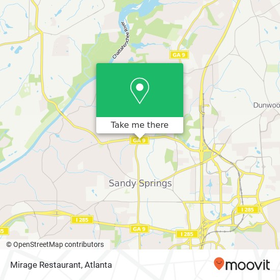 Mapa de Mirage Restaurant, 6631 Roswell Rd Sandy Springs, GA 30328