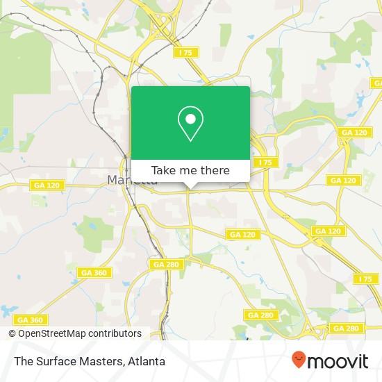 Mapa de The Surface Masters, 595 Roswell St NE Marietta, GA 30060