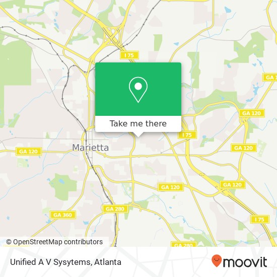 Mapa de Unified A V Sysytems, 161 Austin Ave NE Marietta, GA 30060