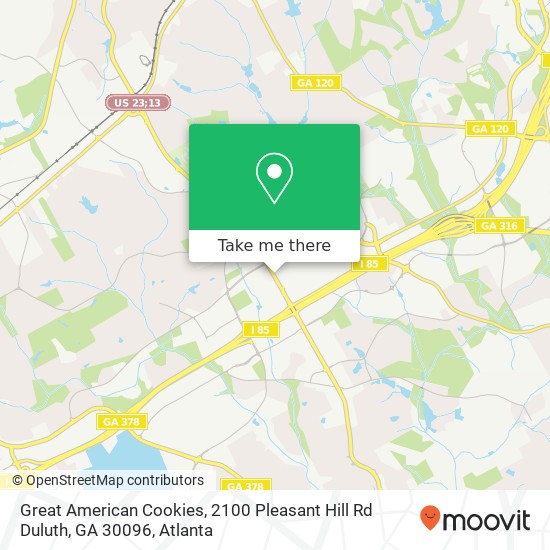 Mapa de Great American Cookies, 2100 Pleasant Hill Rd Duluth, GA 30096