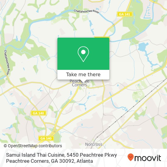 Mapa de Samui Island Thai Cuisine, 5450 Peachtree Pkwy Peachtree Corners, GA 30092