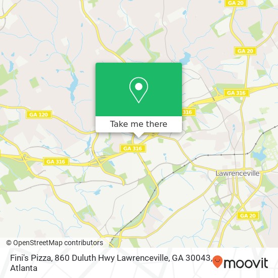 Mapa de Fini's Pizza, 860 Duluth Hwy Lawrenceville, GA 30043