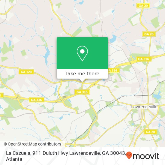 Mapa de La Cazuela, 911 Duluth Hwy Lawrenceville, GA 30043