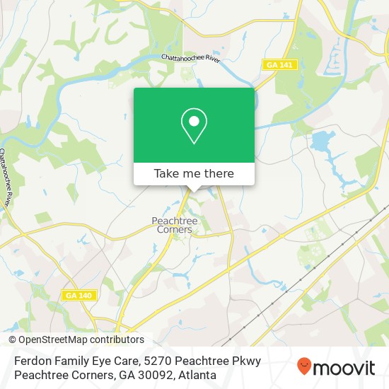 Mapa de Ferdon Family Eye Care, 5270 Peachtree Pkwy Peachtree Corners, GA 30092