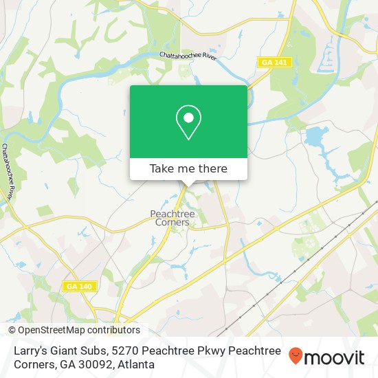 Mapa de Larry's Giant Subs, 5270 Peachtree Pkwy Peachtree Corners, GA 30092