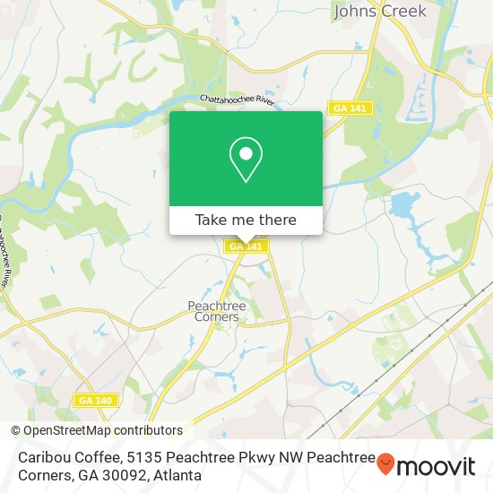 Mapa de Caribou Coffee, 5135 Peachtree Pkwy NW Peachtree Corners, GA 30092