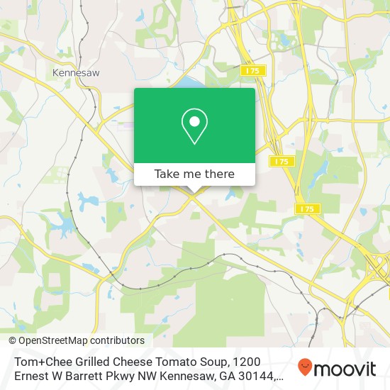 Mapa de Tom+Chee Grilled Cheese Tomato Soup, 1200 Ernest W Barrett Pkwy NW Kennesaw, GA 30144